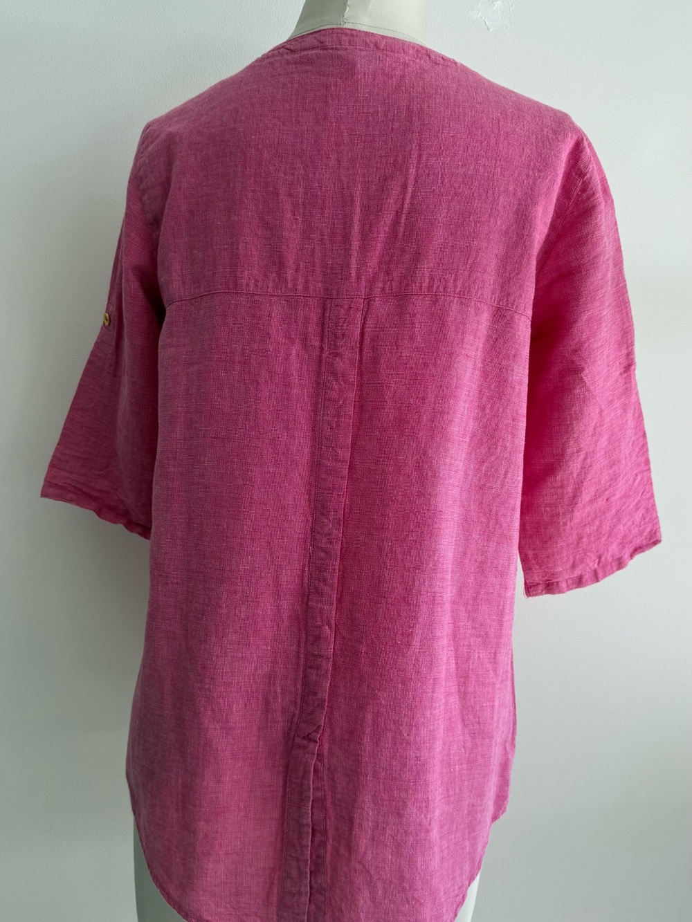 Ellen Tracy Hot Pink Zip-Front Linen-Blend Tunic - Picture 9 of 12
